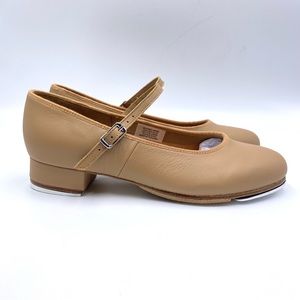 8 NARROW Bloch S0302L Tap On Caramel Tan Leather Mary Jane Strap Tap Dance Shoes